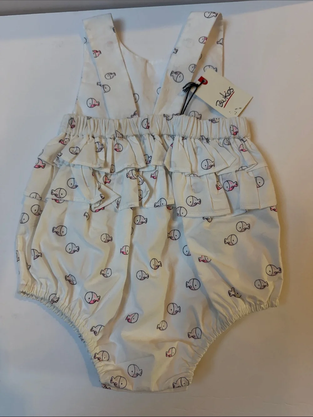 BluKids Baby Girl Fish Print Bubble Romper 3-6 Month NWT